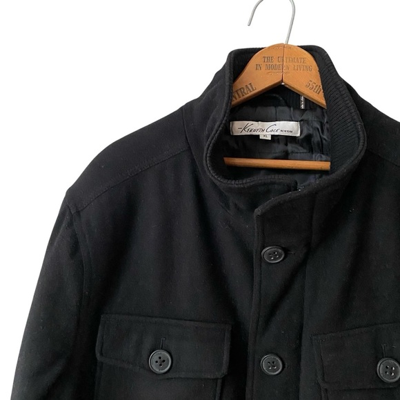 Kenneth Cole New York Wool-Blend Black Field Jacket Quilted Lined XL - Picture 3 of 15